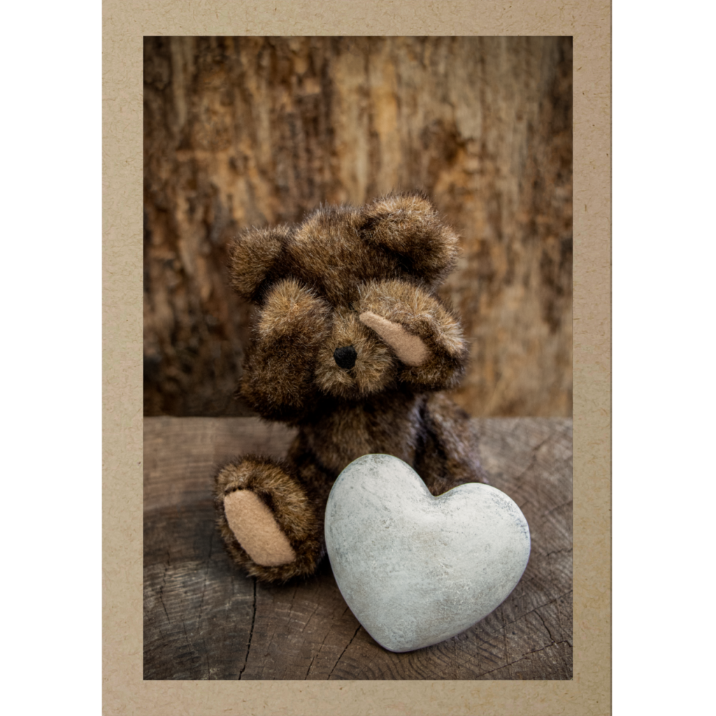 Handgemachte Trauerkarte Trauriger Teddybär mit Herz 🙏🏻